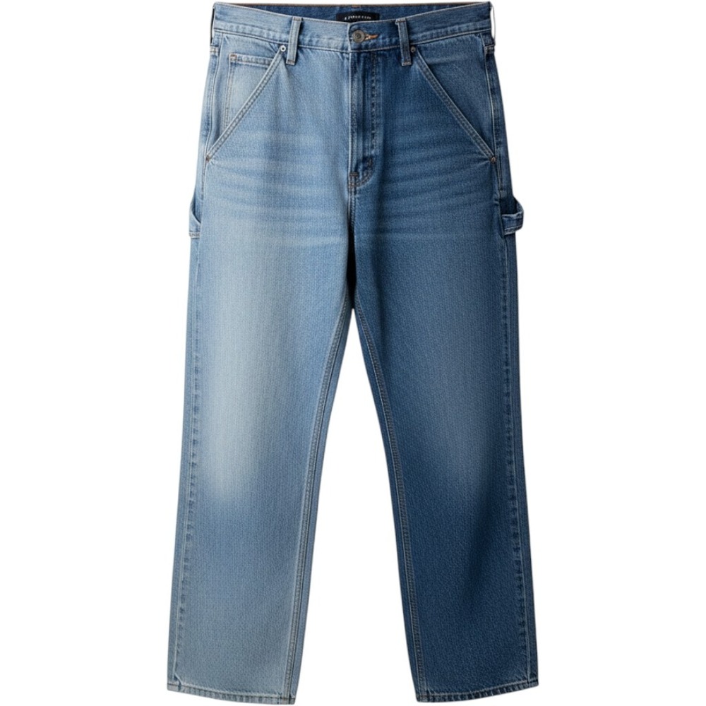 Aeropostale 90s Baggy Two Tone Carpenter Jeans Blue Colorblock 14R Distressed